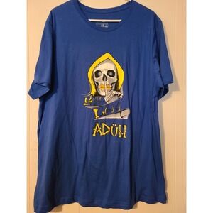 Adüh Say Less T-Shirt Women's 2X Blue Skull Print Short Sleeve Crew Neck (VA1)